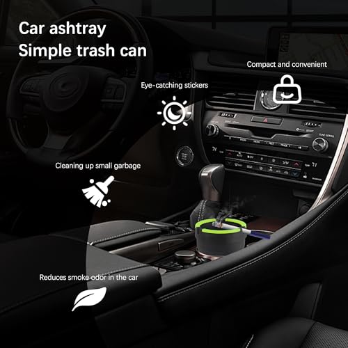 Smokeless Ashtray,Portable Car Ashtrays for Cup Holder Smell Proof,Multifunctional Ashtray with Lid Smell Proof for Ccar Truck SUV Keep Car Interior Accessories Tidy (Black)