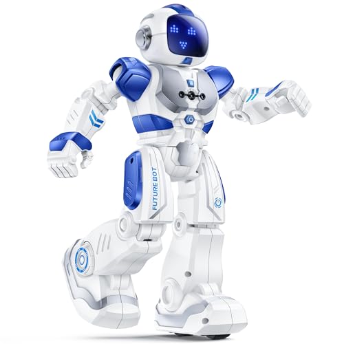 Ruko 6088 Robot Toys for kids, Programmable Remote Gesture Sensing & APP Control, Interactive LED Face, Dancing Singing Rechargeable Smart Robot, Birthday Present for Age 3-6 Year Old Boys Girls, Blue