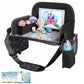 MENZOKE Kids Travel Tray, Road Trip Activities for Kids with Dry Erase Board & Cooler Cup Holder, Toddler Car Activities with No-Drop iPad Holder Stand, Roadtrip Essentials for Toddlers, Black