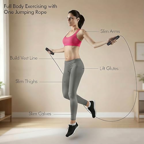 Jump Rope,Adjustable Jumping Rope,Tangle Free Fast Ball Bearings skipping rope,Suitable for Men, Women, and Kids,Fitness,Workout and Slimming at Home,School.