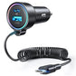 USB C 90W Car Charger for iPhone 17/16 Pro Max, PD & QC3.0 w/5 ft 45W Type Coiled Cable, Fast Car Phone Charger Adapter for iPhone 17Air/15 Pro, Samsung Galaxy S26/S25/S24, Pixel 10/LG/Android, iPad