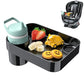 Car Seat Snack Tray for Toddlers - 3 Inch Cup Holder Fits Most Sippy Cups & Straw Bottles with Dip Well, Mess-Free Square Kids Travel Tray Road Trip Essentials, Black