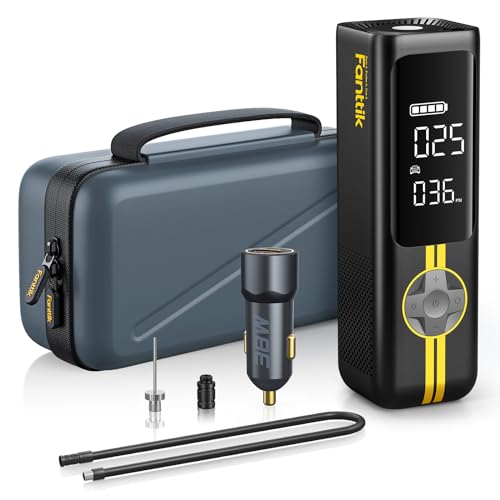 Fanttik X8 APEX Tire Inflator Portable Air Compressor, 1 Min Fast Inflation, 150PSI Cordless Tire Inflator with LED Dual Screen, Suitable for MPV, Car, Motorcycle, Up to 26.3″ Tires, Deluxe Package