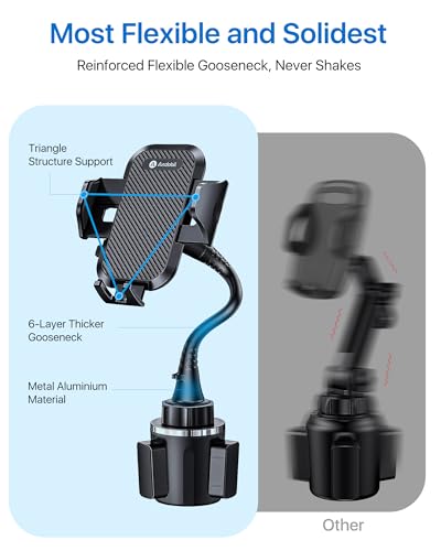 andobil Upgraded 15" Cup Holder Phone Holder, 【Solidest & Adjustable】 Military-Grade Long Gooseneck Cup Phone Holders for Your Car Truck, Car Phone Holder for iPhone 17 Pro Max 16 15 14/Samsung/Pixel