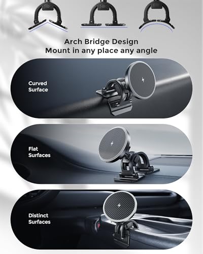 2-in-1 15W Magsafe Car Mount Charger, Magnetic Wireless Car Charger, 360° Dashboard & Air Vent Phone Mount, Phone Holders for Your Car, Car Accessories for Men Women for iPhone 17-12