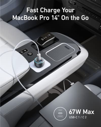 Anker USB-C Car Charger, iPhone 17 Car Charger, 67W 3-Port Compact Fast Charger, 535 Car Adapter with PIQ 3.0 for iPhone 17/16/15/14 Series, Galaxy S25/24/23, MacBook, iPad, and More (Cable Included)