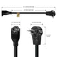 Nekteck 360° Rotating Flat Plug Extension Cord 1 Foot, 14AWG 3 Prong Extension Cord, Low Profile Right Angle Power Cord, Flat Extension Cord Grounded Wire, 15A - UL Certified, Black