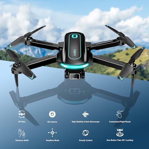 Drone with Camera for Adults and Beginners, 1080P HD FPV Foldable Mini Drone for Kids, 2 Batteries, Carrying Case, Trajectory Flight, Gravity Control, One-Key Takeoff/Landing, 360° Flip, Toys for Gift