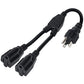 Elecan 3-Prong Y Splitter Power Extension Cord 1 FT, Straight Plug 1 to 2 Way Outlet Space Saver, Heavy Duty Weatherproof SJTW, 16AWG 13A, 5-15P Cable Extender for Indoor Outdoor-UL
