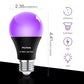 LED Black Light Bulbs 2 Pack, A19 9W UV Black Light Replace Up to 100W, 120V E26 Base UVA Level 385-400nm, Glow in The Dark for Body Pain, Blacklights Party, Halloween