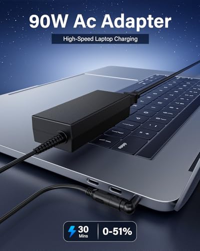 90W Universal Laptop Charger Compatible with HP Dell Asus Lenovo Acer Sony AC Adapter IBM Gateway Notebook Ultrabook Chromebook Pavilion Inspiron Latitude Power Supply Cord with 15 Tips