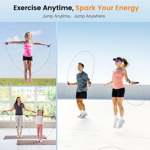 Speed Jump Rope Adjustable Steel Cable – Tangle-Free Skipping Rope with Ball Bearings for Cardio, Fitness & Home Workout (Men, Women, Kids)