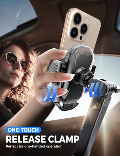 eSamcore Cup Holder Phone Holder, Unobstructed Cup Holder Phone Mount for Your Car Cupholder (2.5"-4") with Flexible C-Shaped Base, 360° Swiveling, 0.8" Deep Clamp Compatible with iPhone 4.7"–7"