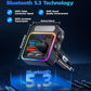 Nulaxy 54W Bluetooth 5.3 Car Adapter Charger 4-Port Fast Charging [PD36W & QC3.0 18W], Wireless Radio FM Transmitter with Deep Bass Player, 5 Colors LED Backlit, Hands-Free Calling, Support USB Drive