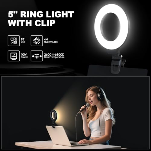 Anautin Ring Light for Video Conference Lighting,360°Adjustable,Portable LED Video Conference Lighting for Monitor,Laptop&Desktop Computer,Streaming Light for Zoom Meetings, Selfie Makeup, Video Calls