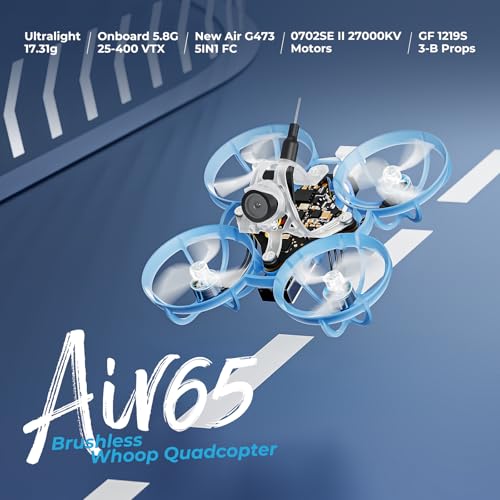 BETAFPV ELRS V3 Air65 Brushless Whoop Quadcopter, Ultralight 1S 65mm Micro Whoop Drone with C03 FPV Camera, G473 5IN1 Air Brushless FC 0702SE Ⅱ 27000KV Motors for FPV Racing Indoor & Outdoor