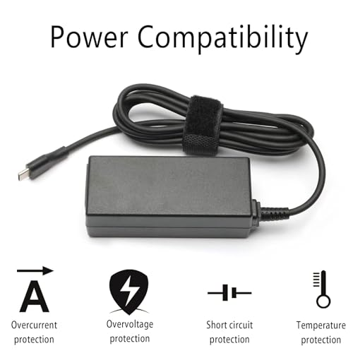 65W & 45W USB-C Laptop Power Adapter – Replacement Charger for Lenovo Chromebook, Yoga, ThinkPad, HP Chromebook, Dell Laptops
