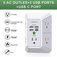 Wall Charger, Surge Protector, QINLIANF 5 Outlet Extender with 4 USB Charging Ports (4.8A Total) 3-Sided 1680J Power Strip Multi Plug Adapter Spaced for Home Travel Office (3U1C)