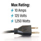 C2G 1FT Premium Universal Extension Cord - Power Extension Cord for TV, Computer, Monitor, Appliance & More (03137)