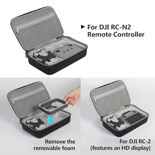 JSVER Carrying Case for DJI Mini 4 Pro EVA Hard Shell Protective Case for DJI Mini 4 Pro/Mini 3/Mini 3 Pro Travel Bag for Mini 4 Pro Fly More Combo Accessories Drone Case (DJI RC-2/RC-N2 Controller)