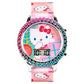 Accutime Sanrio Hello Kitty Girls' Digital LCD Quartz Watch with Pink Strap and Colorful Bezel - Fun LED Light Show - Easy to Read Time for Kids - Fits Wrist 5.5"-8"