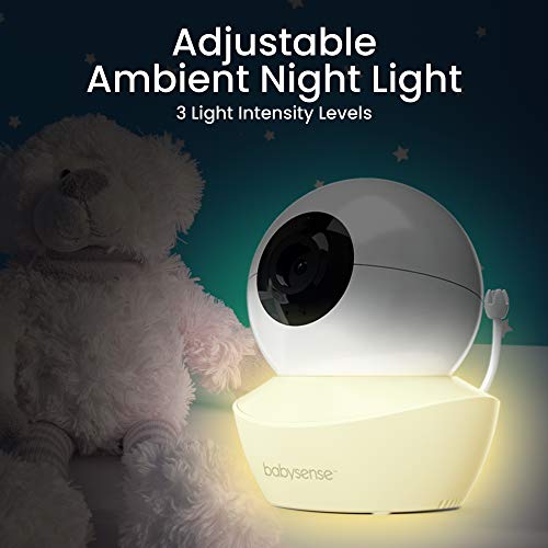 Babysense 5" HD Split-Screen Baby Monitor, Video Baby Monitor with 2 Cameras and Audio, Night Light, 1000ft Range, Two-Way Audio, 4X Zoom, Night Vision, 4000mAh Battery