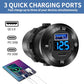12V USB Car Socket Round USB C 12V Outlet, 3-Port Marine Fast Charger Waterproof Cigarette Outlet Replacement Aluminum with Switch & Voltmeter, Suitable for Boat Golf Cart RV Motorcycle Truck