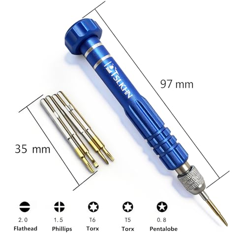 5-in-1 Multifunctional Small Screwdriver, PTSLKHN S2 Steel Magnetic Screwdriver Kit for Eyeglass, Sunglasses, Electronics, Cellphone, Jewelry and More
