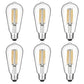 Vintage LED Edison Bulbs 6W, Equivalent 60W Incandescent, Warm White 2700K, ST58 Antique LED Filament Bulbs with 90+ CRI, E26 Medium Base,Dimmable, Clear Glass, Pack of 6