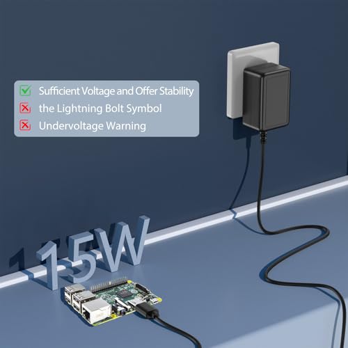 Raspberry Pi Power Supply, SoulBay 5V 3A Micro USB AC Adapter with 6Feet Long Cord for Raspberry Pi 3 2 Model B/B+ Pi A/A+ Zero, Android Tablet, Compatible with DC5V 2.5A 2A