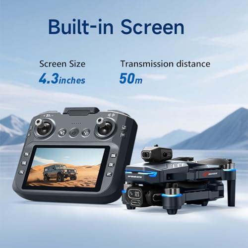 AXNEN Mini Drones with HD Camera for Adults,RC Drone with Screen On Remote Controller for Beginners and Teens,Brushless Motors,2 Batteries,Carrying Case,Foldable Quadcopter for Auto Return,Follow Me,Waypoints
