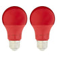 Basics A19 Red Color Party LED Light Bulbs, 60W Equivalent, 9W Energy Efficient, E26 Standard Base, Non-Dimmable, 10,000 Hour Lifetime, 2-Pack