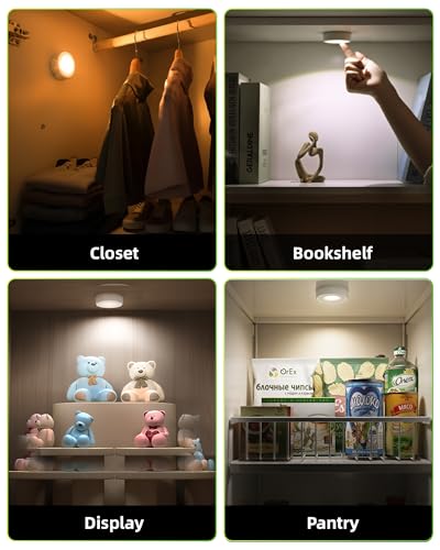 EZVALO LED Puck Lights, Rechargeable Battery Touch Light, 2.5'' Mini Tap Lights, Wireless Closet Light, Under Cabinet Lighting, 3 Color Temps, Sitck On Lights for Kitchen,Closet,Pantry,Shelves(2 Pack)