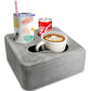 Couch Cup Holder Pillow Tray & Caddy - for Sofa, Bed, Car, Man Cave | Keep Drinks at Hand & Spill-Proof Accessories for New Parents, Camping, Park, Boat, Beach, Bathroom Cup Holder, Gray