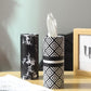 Winoo Design Small Car Tissues Holder - 4PK Modern Black Plastic & Resin Facial Tissues Cylinder - Fits Most Car Cup Holders - Travel Tissue Tubes Box Container