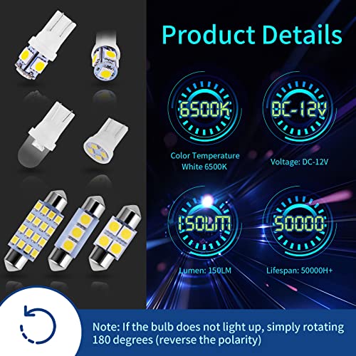 42 Pieces Interior Car Lights, Super Bright White Dome Map Tail Cab Lights Bulb Kit Set, DE3175 T10 31mm 41mm 194 LED Bulb