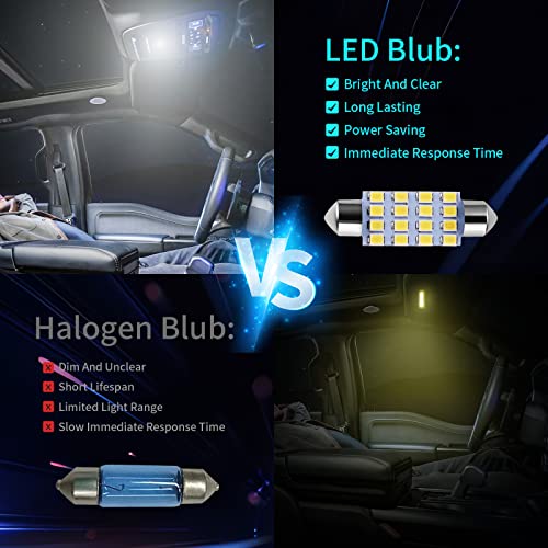 42 Pieces Interior Car Lights, Super Bright White Dome Map Tail Cab Lights Bulb Kit Set, DE3175 T10 31mm 41mm 194 LED Bulb