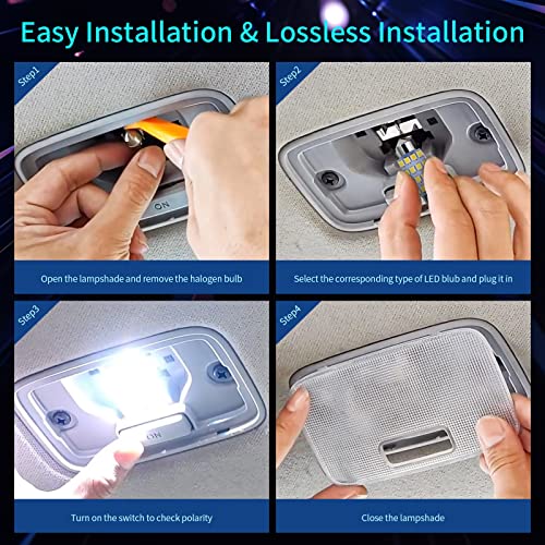 42 Pieces Interior Car Lights, Super Bright White Dome Map Tail Cab Lights Bulb Kit Set, DE3175 T10 31mm 41mm 194 LED Bulb