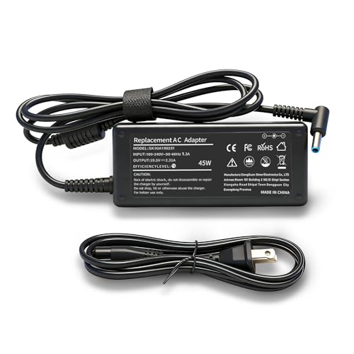 45W Laptop Charger Replacement for HP Laptop Charger Elitebook x360 Pavilion Spectre Chromebook Envy Elite x2 Computer Travel Smart Blue Tip