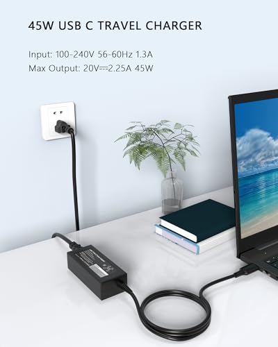 45W USB C Laptop Charger Compatible with HP Chromebook X360 14 14-ca051wm 14-ca091wm 14-ca0061dx 14a-nf0099nr 14a-na0226nr Type C Charger
