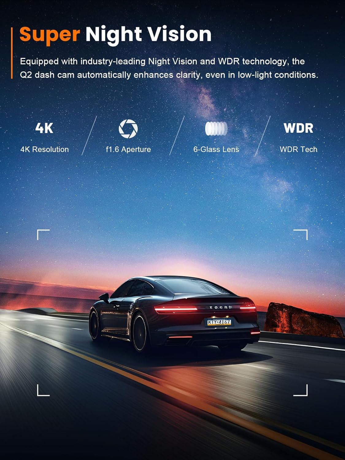 4K Dash Cam Front, Built-in 5G WiFi, 64GB Card Included, Dash Camera for Cars, Mini Dashcam with Super Night Vision, Loop Recording, G-Sensor