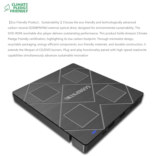 5-in-1 Extemal CD/DVD Drive for Laptop, USB 3.0 & Type-C Portable CD/DvD Rw Burner with SD/TF Card Reader &DVD-ROM Rewritable Player