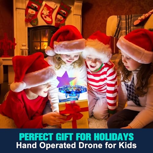 Hand Operated Drone Toy for Kids - Easy Fly Hover Drone with AI Motion Sensor, Rechargeable Drones for Kids 8-12 & 6-8, Safe Mini Quadcopter with Auto Hover, 360 Flip/Roll, Perfect Boys Girls Drones for Age 4-6-8-12 Birthday Gifts