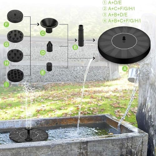 Joyday Solar Fountain, Bird Bath Fountain Pump with 8 Nozzles, Floating Solar Powered Water, Outdoor Freestanding DIY Submersible for Pond Pool Patio Garden Fish Tank, Aquarium Decor