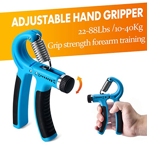 Grip Strength Trainer 7 Pack Adjustable, Finger Stretcher Resistance Extensor Bands, Finger Exerciser, Hand Gripper Strength Ring & Stress Ball