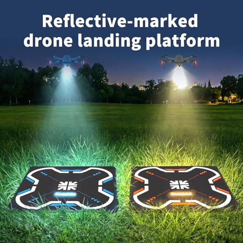 Drone Landing Pad 17" Foldable | High Visibility Weighted Non-Slip Waterproof Double Sided Drone Pad with Portable Design for DJI Mini Air and Mavic FPV