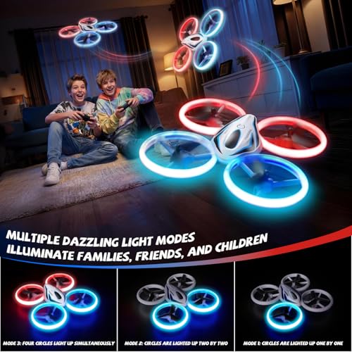 Drone for Kids & Adult, 3 Batteries 24 Min Flight Time, Anti-Collision RC Quadcopter with LED Light, Altitude Hold, Easy to Fly Kids Gifts for Boys & Girls Ages