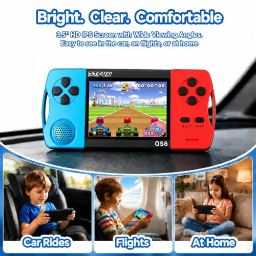 Handheld Games for Kids with 3.5" IPS Large Screen Built-in 216 Retro Video Games Portable Gaming Player with Rechargeable Battery Mini Arcade Electronic Toy Gifts for Boys Girls (Blue+Red)