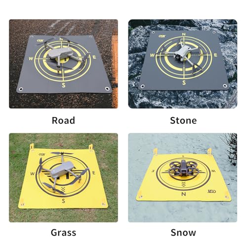 CQT Drone Landing Pad Universal Waterproof Weighted Portable Fast-Foldable Helipad Launch for DJI Avata 360 Mavic 3 4 Pro/Mini 2 SE/Air 2 2S/Mini 3 4 5 Pro/Mavic 2/Holy Stone/FPV/Avata 2/RC Quadcopters Accessories (55CM Yellow+Dark Gray)