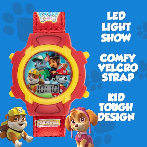 Nickelodeon Paw Patrol Kids Digital Watch with LCD Display, Velcro Strap, Chase, Marshall, Rubble & Rocky, Perfect for Young Fans Learning to Tell Time, Ideal Gift for Kids Ages 3+